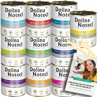 DOLINA NOTECI PRÉMIOVÁ SADA mokrej stravy mix príchutí 10x800g + E-KNIHA PES