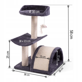 Škrabadlo pre mačku - Drapak Cat Cottage 58 cm Pethaus s myšou
