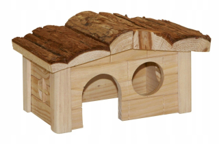 Hračka pre králika, morča - Drevený dom pre škrečka kerbl 20 x 14 x 12 cm