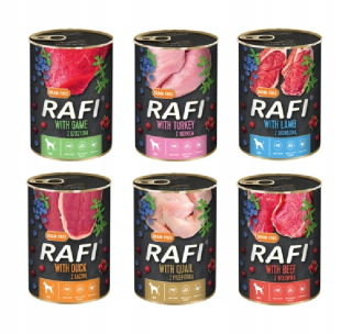 Konzervy mokré krmivo pre psa - RAFE RAFI Premium Mix Noteć Valley 12x400G