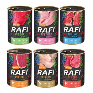 Konzervy mokré krmivo pre psa - Rafe Rafi Premium Mix Noteć Valley 60x400G