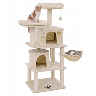 Škrabadlo pre mačku - BEIGE CAT TACKER s dvomi domami 152 cm