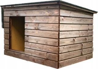 Búda pre psov Cisana, drevo, rozmery. vonkajšie 92 cm x 114 cm x 78 cm