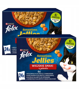 Felix Sensations MIX OF FLAVORS krmivo pre mačky v JELLY 24 x 85 g.