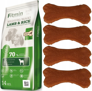 Suché krmivo pre psy granule - Fitmin médium maxi lamb ryže 14 kg - monobalowa