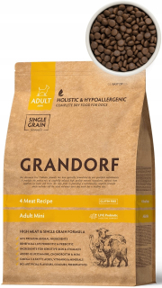 Grandorf 4 mäsová hnedá ryža dospelé mini plemená 3 kg