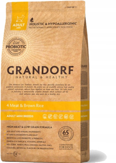 Suché krmivo pre psy granule - Grandorf dospelý mini plemená 4 mäso hnedá ryža 3 kg