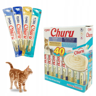 INABA krémová pochúťka s tuniakom pre mačky 40x14g