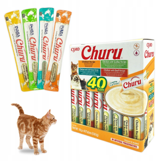 INABA smotanová pochúťka s kuracím mäsom pre mačky 40x14g