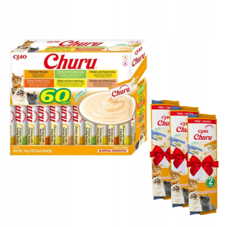 INABA smotanová pochúťka s kuracím mäsom pre mačky 60x14g
