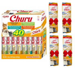 INABA smotanová pochúťka s kuracím mäsom pre mačky 40x14g