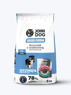 Suché krmivo pre psy granule - John Dog Junior Hovädzie mäso 3 kg + zadarmo