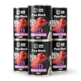 John Dog Pure Black karma pre dospelých mono jeleń 6x400 g