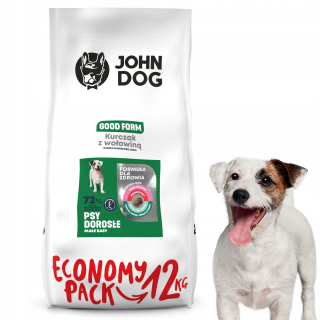Suché krmivo pre psy granule - John Dog pre malé plemená kuracie hovädzie mäso 12 kg