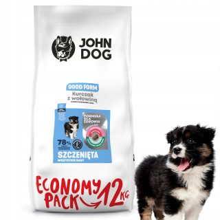 Suché krmivo pre psy granule - JOHN DOG KARMA ŠTÍRNÉ KURKY Hovädzie mäso 12 kg