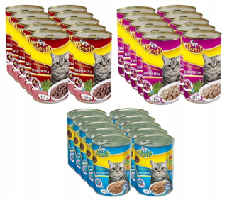 Konzerva pre mačky - Karma Basil 415G mačka losos hovädzie hovädzie mäso mix 30 ks