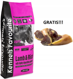 Suché krmivo pre psy granule - Obľúbené jahňacie a ryžové chovateľské stanice 20 kg Freebies