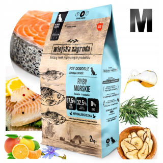 Wiejska Zagroda Hypoalergénne suché krmivo pre psov Morské ryby 2kg M