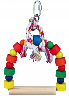 Hračky pre exotické vtáctvo - Farebný drevený výkyv pre vtáky papagájov 23 cm