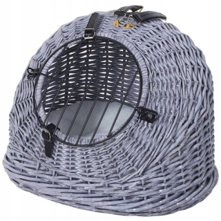 Odpočivadlo pre mačky - Prútený košík Pawhut odtiene šedej 47cmx35 cm