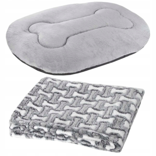 Lehátko, pelech pre psa - Posteľ pre psov 62x49 + fleece prikrývka 70x50