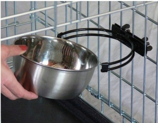 Miska pre psov - Oceľová misa s rukoväťou pre 2000ml klietky