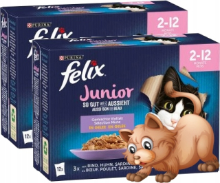 Konzerva pre mačky - Mokrá potravina Felix Junior 24x85g Mix Príchute 24H