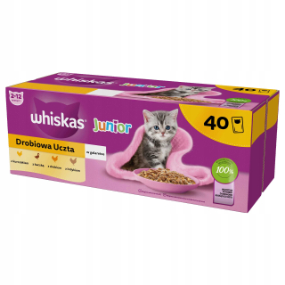 WHISKAS JUNIORSKÉ HYDINÉ HODY Z MIESU CHUTÍ V ŽELÉ PRE MAČIATKA 40x85g