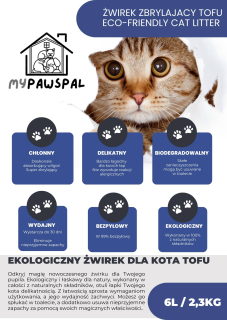 MyPawsPal 3x hrudkujúca prírodná ekologická podstielka pre mačky, eko tofu