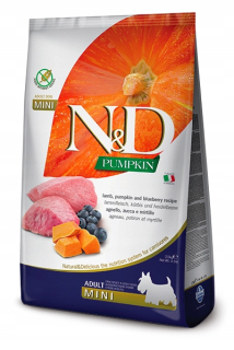 Suché krmivo pre psy granule - N&D Pumpkin Dog Adult Mini Lamb & Blueberry 2,5 kg