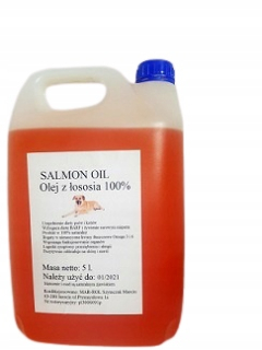 Olej z lososa 100% pre 5 L psa.