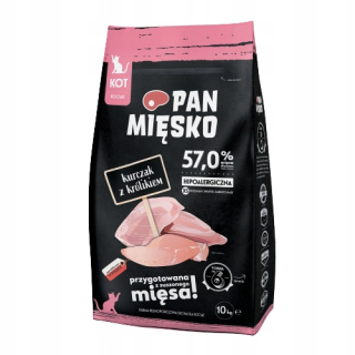 Suché krmivo pre mačky Pan Meat, kura s králikom, 1,6 kg