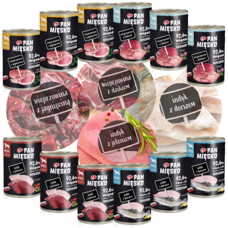 PAN MEAT Mokré krmivo pre psov MIX Smaków 12x 400g