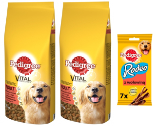 Krmivo pre psy - Pedigree Dospelý hovädzie hydiny 2x15 kg + zadarmo