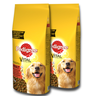 Krmivo pre psy - Pedigree Dospelé hovädzie mäso a hydina 15kg X2 (30 kg)