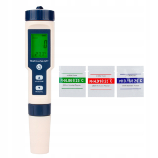 Testery, testy vody v akváriu - PH TDS EC TEMP SALT TESTER Tvrdosť merač voda