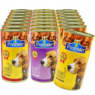 Konzervy mokré krmivo pre psa - Predstierač mokrého jedla pre príchute mix psov 21x1250g