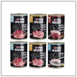 Konzervy mokré krmivo pre psa - Chutí Mr Mast Mix pre PSA 6x400 g. 4 príchute