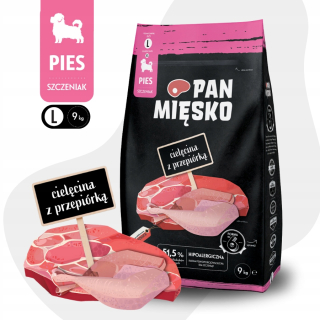 Krmivo pre psov Pan Mäso, teľacie a prepelice 9kg