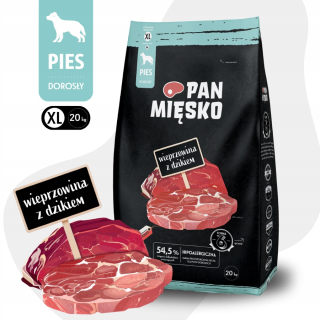 Krmivo pre psov Pan Meat, bravčové s diviakom, chrumkavé, XL, 20 kg