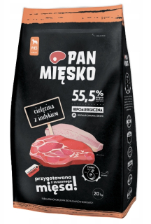PAN MÄSO Teľacie s morčacím 20kg chrumky XL