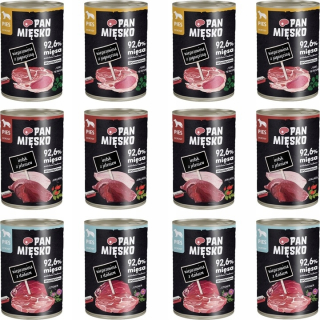 PAN MEAT Mokré krmivo pre psov MIX Smaków 12x 400g