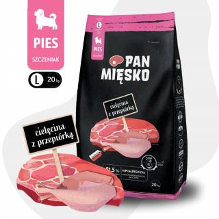 Panvica Mäso, teľacie a prepelice 20 kg pre šteňatá
