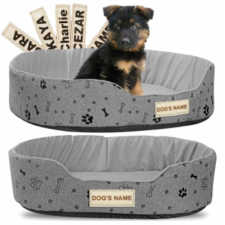 OVÁLNY pelech pre psa 60x50 cm Personalized Waterproof Black Bones