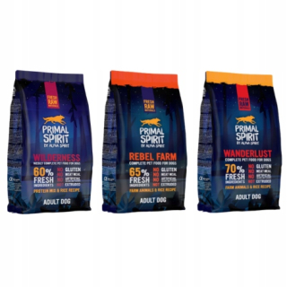 Suché krmivo Primal Spirit 60% Wilderness, mix príchutí, 1 kg