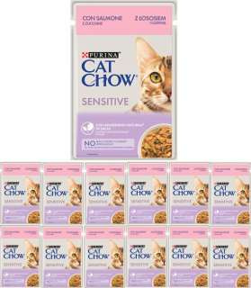 Konzerva pre mačky - Purina Cat Chow citlivé na trávenie lososov 12x85g