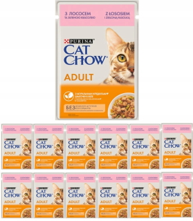 Konzerva pre mačky - Purina Cat Chow Food Wet Salmon 12 vreciek