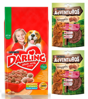 Krmivo pre psy - Purina Darling hydina 15 kg + adventuros 2x90g zadarmo