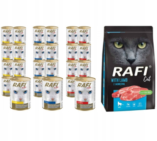Konzerva pre mačky - RAFI CAT Mix 3 Chuť 24x415g LAMB BAG 7 kg