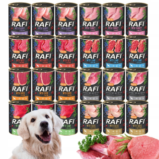 Mokré krmivo Rafi, mix príchutí, 9,6 kg